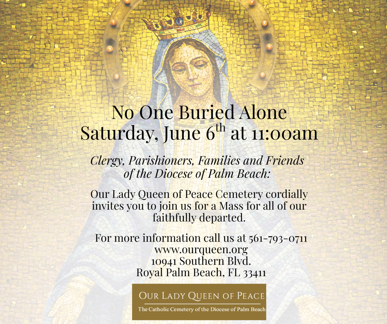 Mary with open arms in Gold